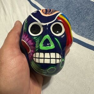 Colorful Ceramic Skull Art Decor